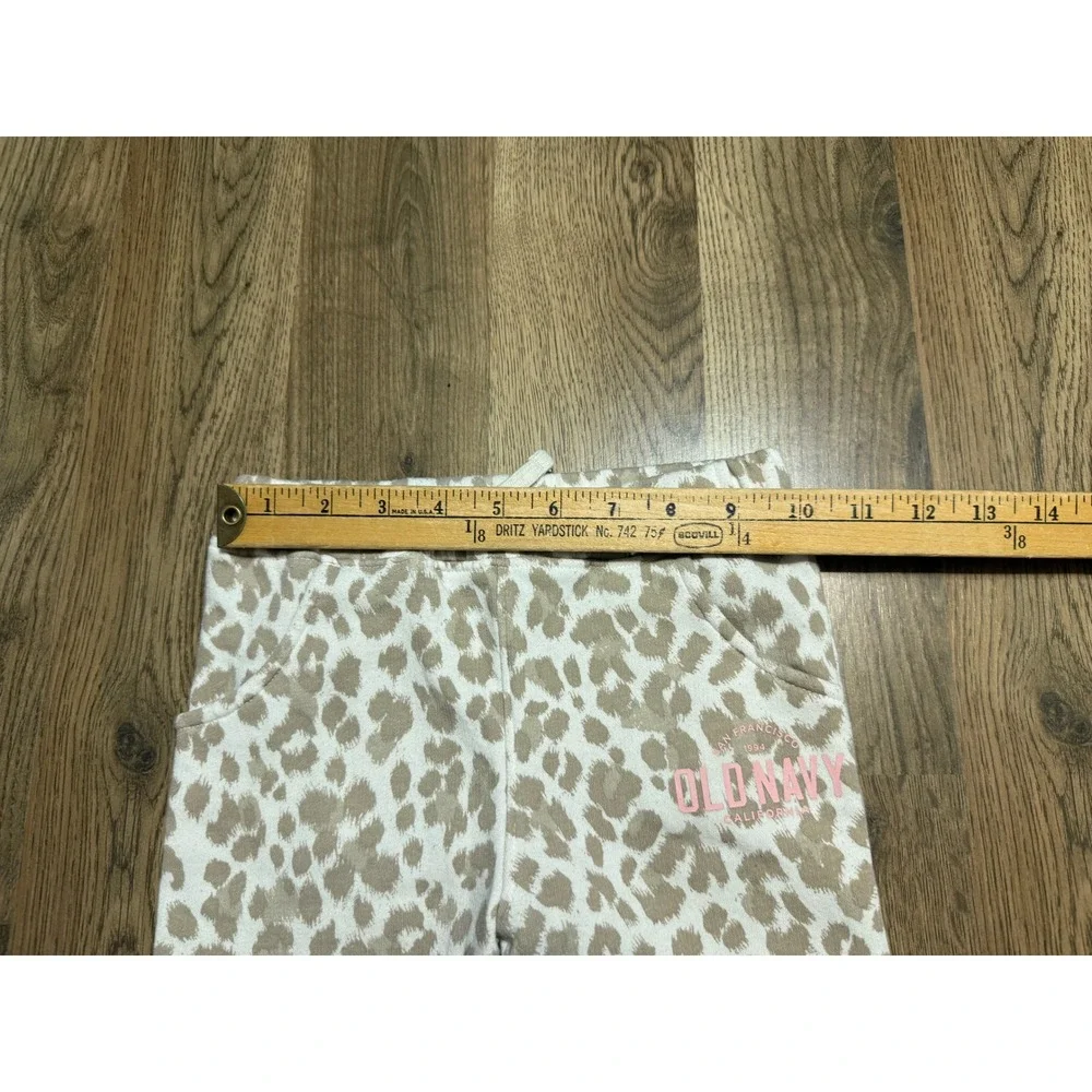 Old Navy Sweatpants Girls 5T Tan Leopard Print Kids Joggers Fleece Excellent